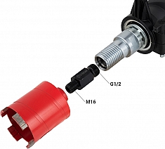 Применение переходника для подрозетников Diam M16 папа-G1/2" папа