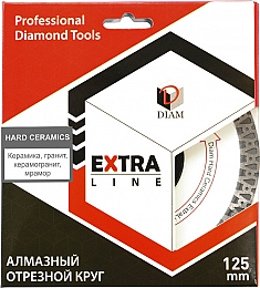 Упаковка алмазного отрезного круга Diam Extra Line Turbo Hard Ceramics 125 мм